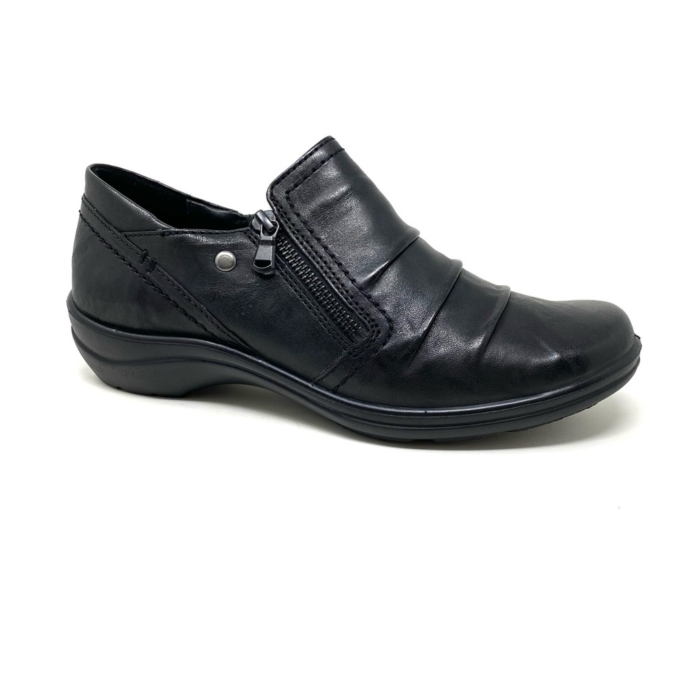 Romika Dora 02 Black Leather Loafers Zip Entry Comfort Walking Shoes